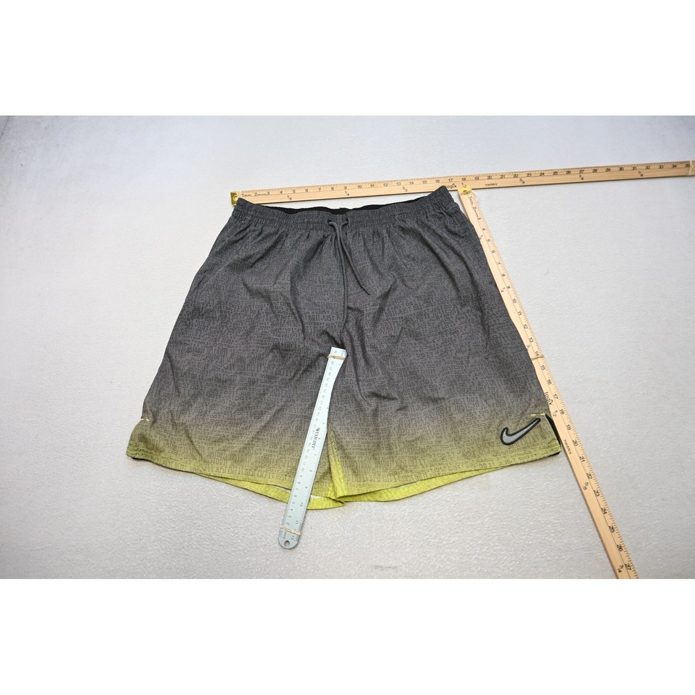 Nike Swim Trunks Mens XXL Grey Green Just Do It Ombre Mesh Lined Excellent